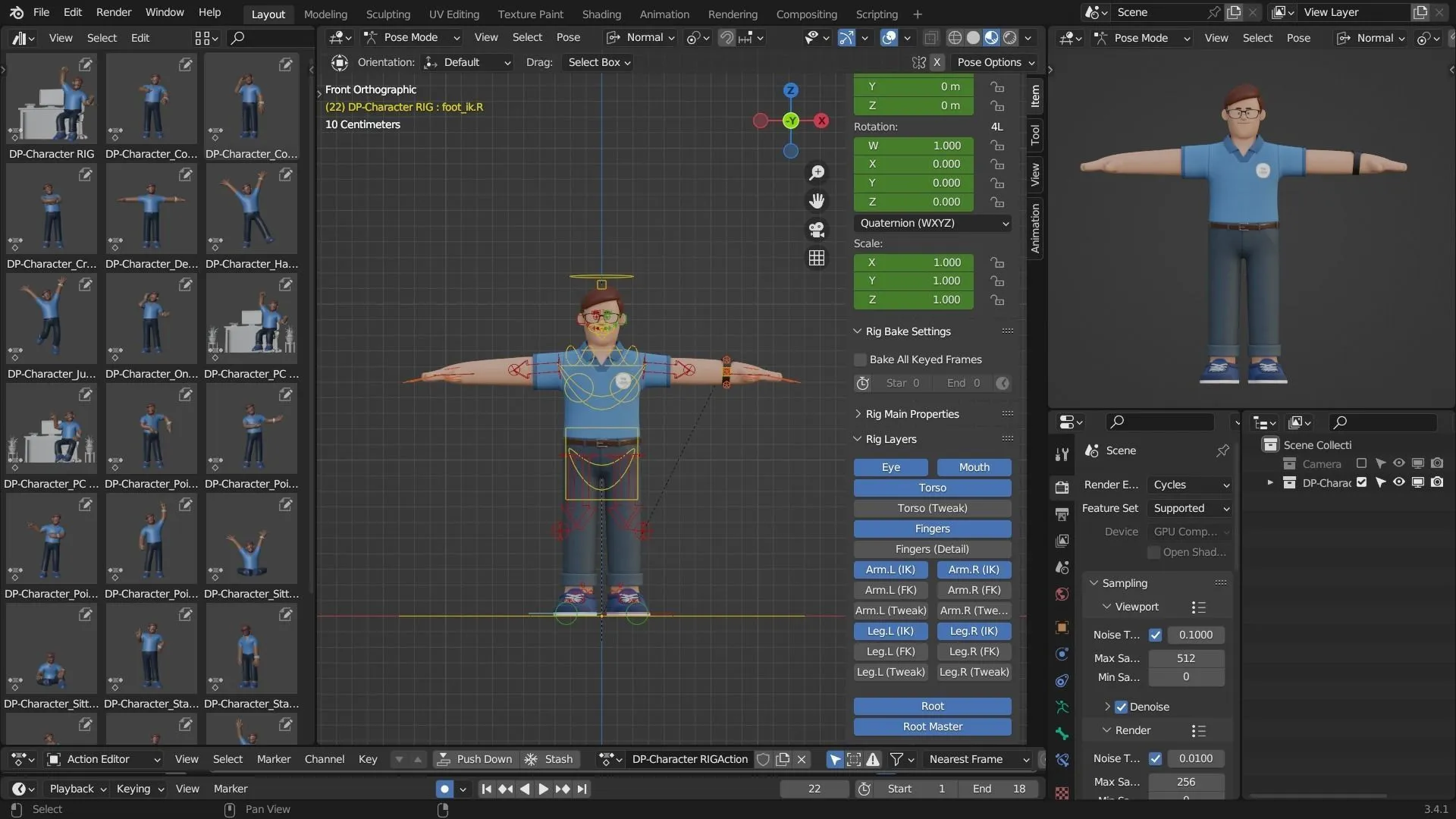 Blender source files preview for Customizable Office Illustration Man